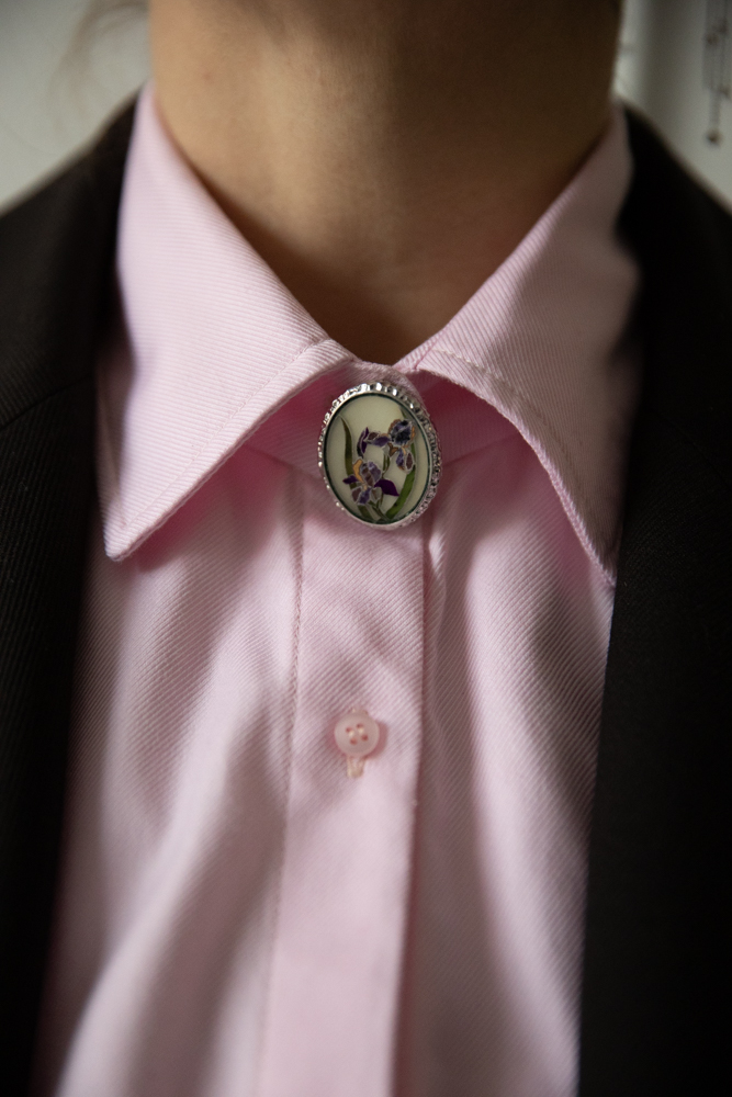 Брошь с флорентийской мозаикой Ирис светлый