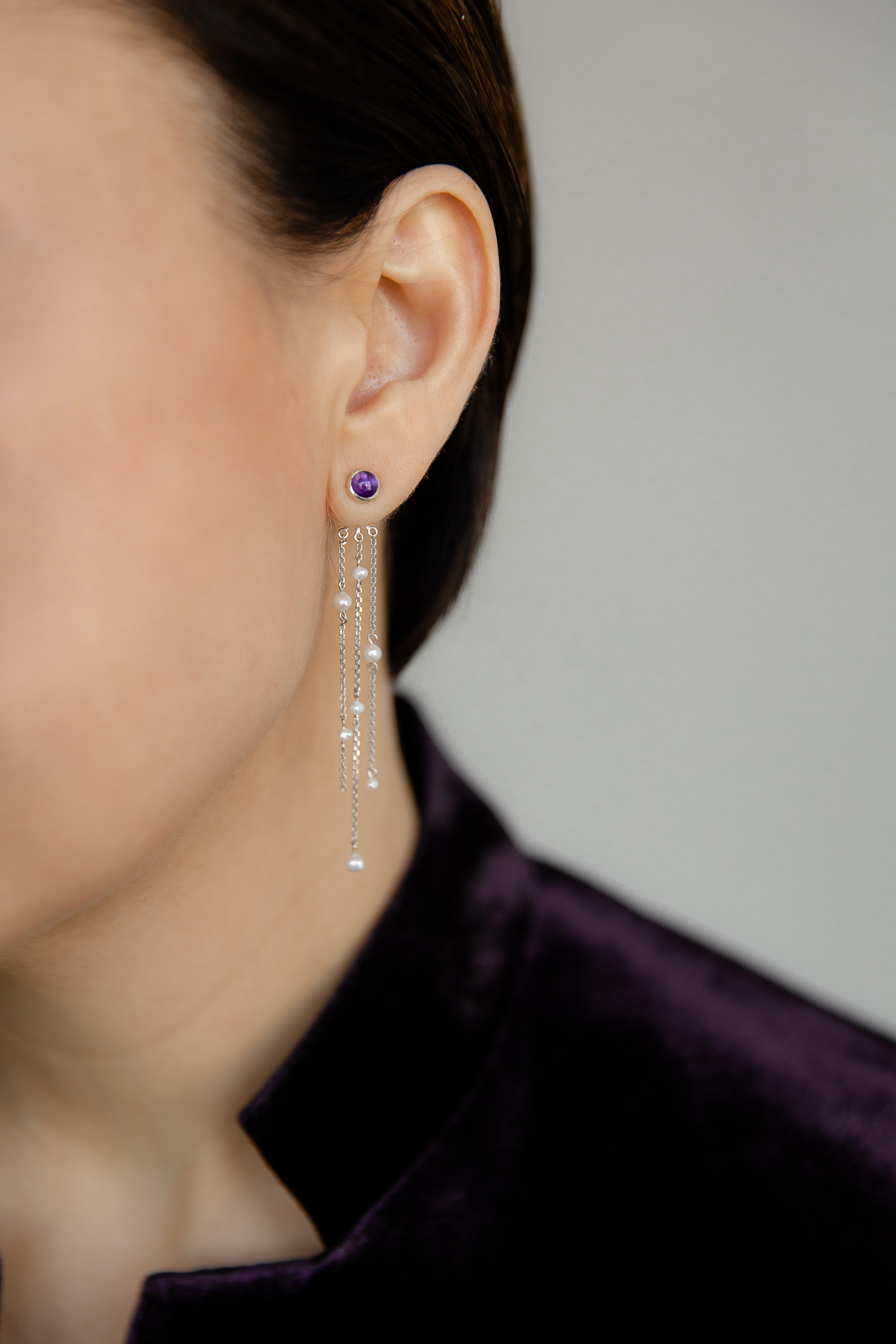 Элегантные пусеты и серьги-джекеты из серебра 