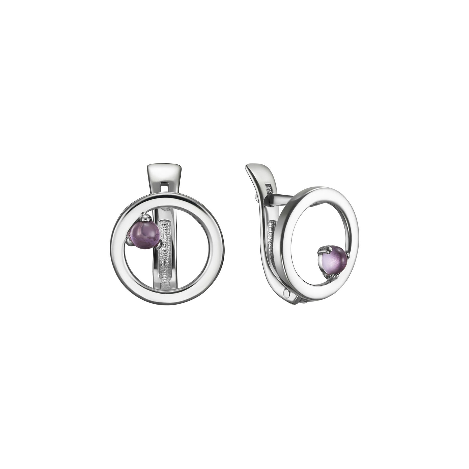 Серьги Орбиты с аметистом