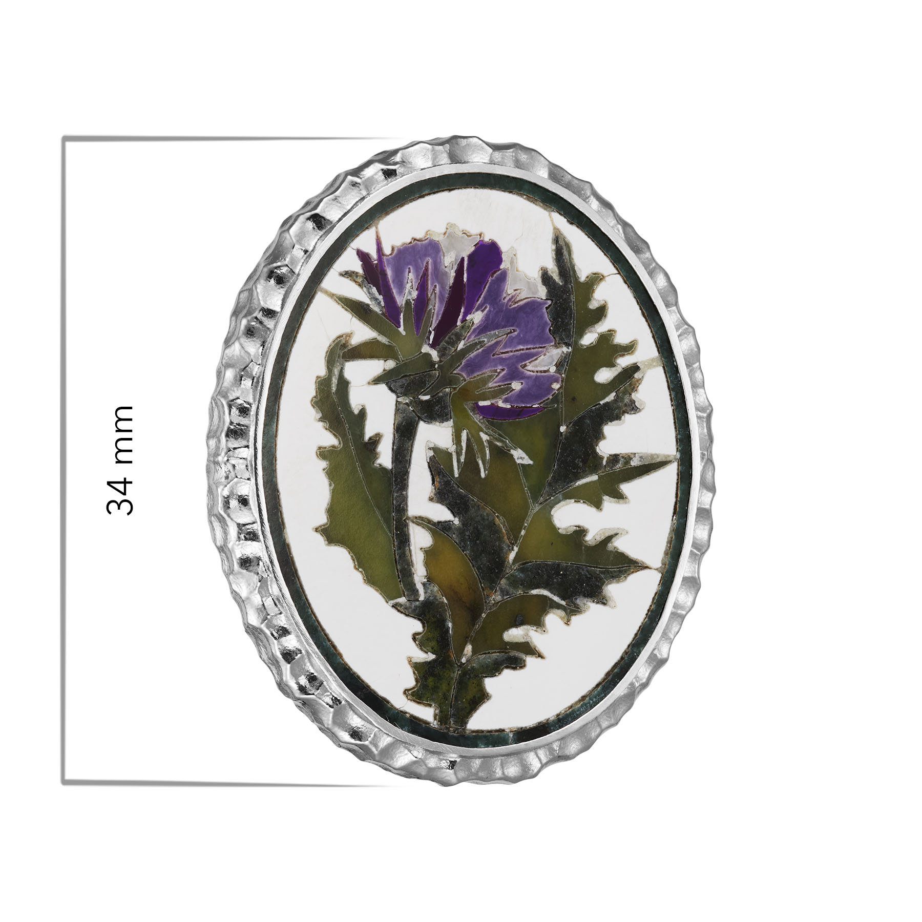 Брошь с флорентийской мозаикой Чертополох