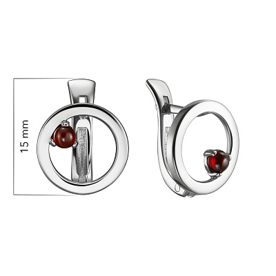 Серьги Орбиты с гранатом