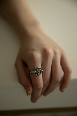 Кольцо Лесной туман с моховым агатом