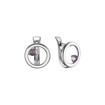 Серьги Орбиты с аметистом